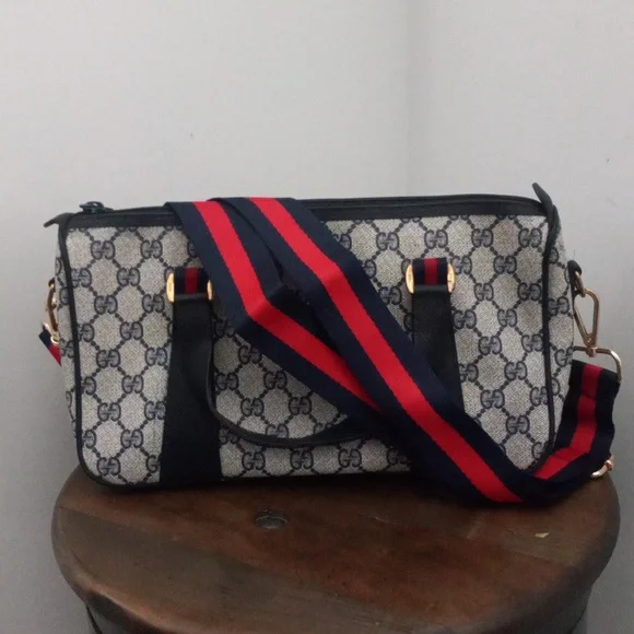 Authentic Vintage Gucci GG Monogram Supreme Sherry Web Ophidia Boston Doctor Bag - Picture 4 of 11